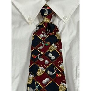 Alynn's 100% Silk Neckwear‎ Tie Golf Theme Bucket of Balls - Made in USA -
